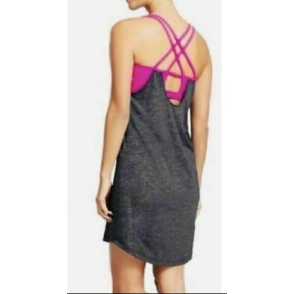 Athleta Size Medium Hidden Agenda Built In Bra Gray Pink Dress - Picture 4 of 5